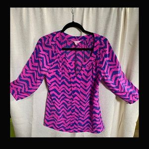 Lilly Pulitzer Zebra Print Silk Blouse